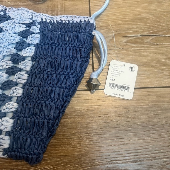 Free People Woven Drawstring Boho Heatwave Mini Bag NWT Retro - Picture 3 of 5